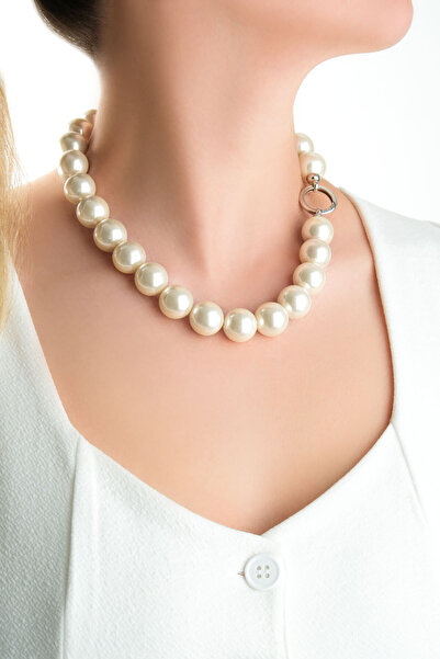 So CHIC... Isabella 18 Ayar Beyaz Altın Kaplama 49 Cm Gümüş İnci Kolye