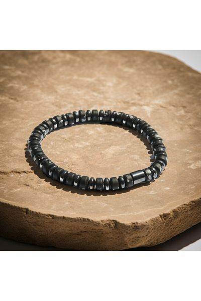 Perlavita Arinma Shield - Bracelet Against Negative Energy and Thoughts (Snowy Obsidian and Hematite