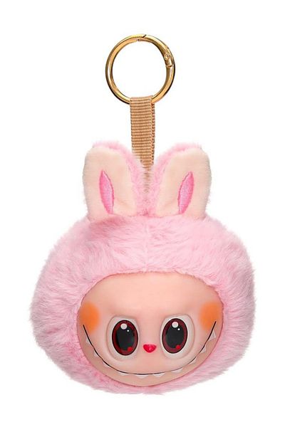 Skappo Pastel Pink Labubu Toy Keychain Model Children's Baby Soft Plush Head Bag Charm