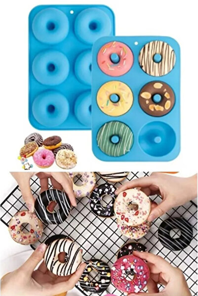 TUMU LIFE 6'Lı Isıya Dayanıklı Silikon Donut Kalıbı Şekilli Kek Poğaça Çikola...