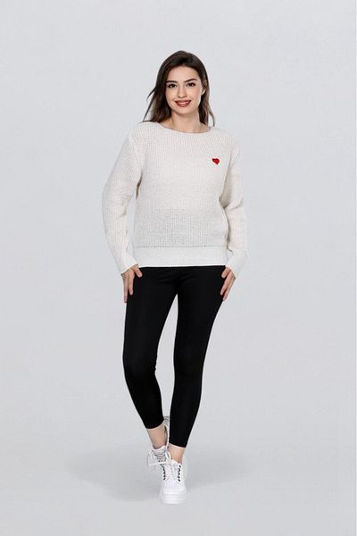 EZGİ KILINÇ Women's Heart Embroidery Detailed Knitted Sweater