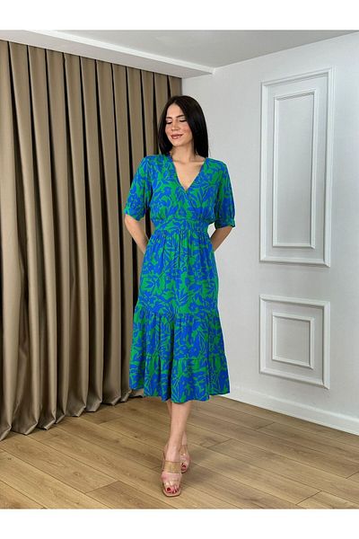 TLG Double Breasted Collar Short Sleeve Viscose Dress