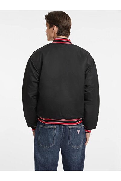 Guess Erkek GJ Yazı Yamalı Versity Ceket - Siyah