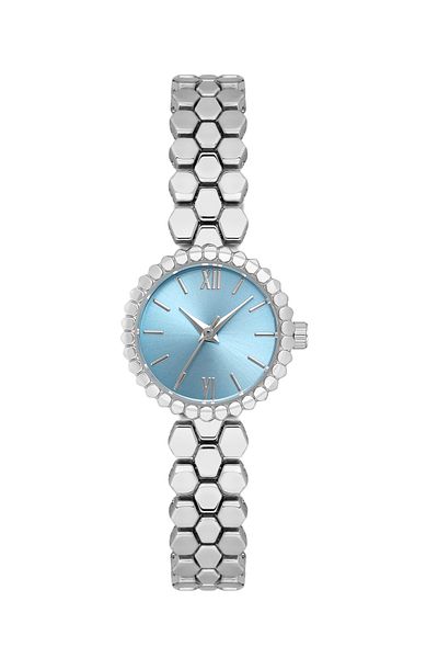 SPECTRUM PREMİUM Spectrum Minimal Case Round Dial Snakeskin Pattern Metal Band Women Wrist Watch