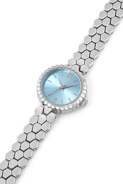 SPECTRUM PREMİUM Spectrum Minimal Case Round Dial Snakeskin Pattern Metal Band Women Wrist Watch