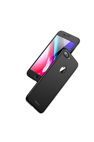 No branded Carcasă Apple iPhone 7 Ipaky Full Cover 360 Neagră + Folie de Protecție