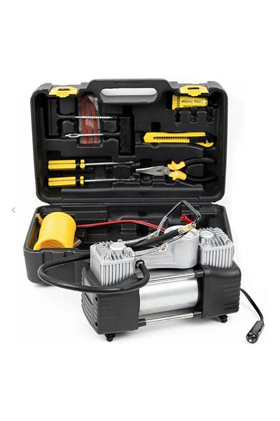 Blasko Compresor Auto in 2 Cilindri, 12V cu trusa completa pentru pana