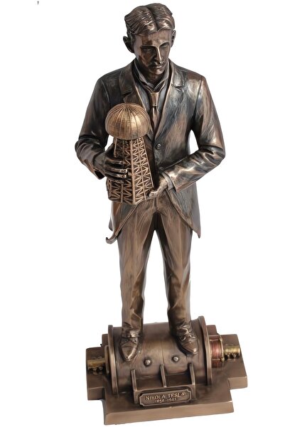 maketistan Veronese Nikola Tesla, Bronz El Boyaması, Dekoratif Heykel 13x8,5x30,5 cm