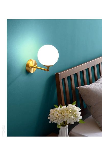 LUXXO Aplica Round, 1xE27, corp aluminiu, abajur sticla, Aurie/Alba