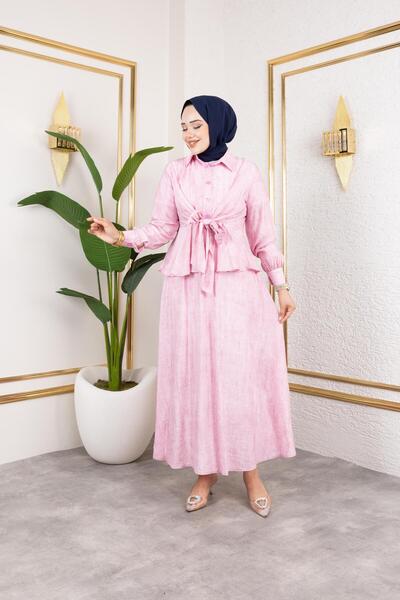Rema Modal Fabric Skirt Suit with Fixed Belt