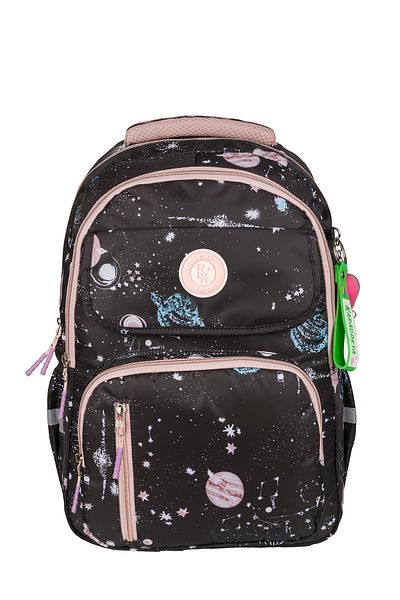 Fiyaka Rlx-1390 Set of 3 Children's Primary School Bag Backpack with Pen Holder and Lunch Bag Black Pink