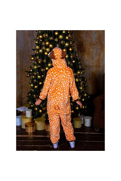 zzz sleep good sleeping !!! One-piece pajamas, jumpsuit type, Ren model, Little Bambi style, Orange Coffee color