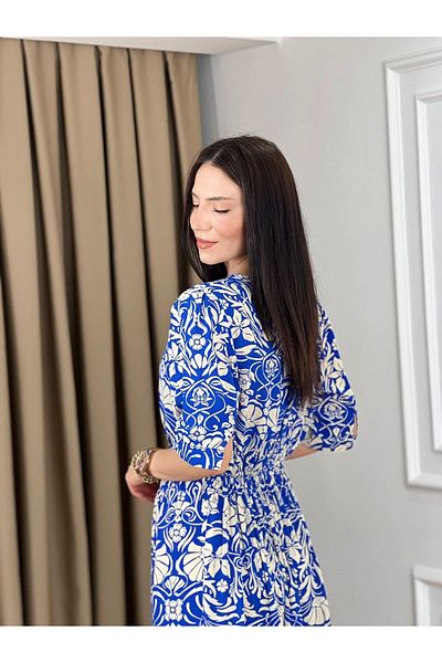 TLG Double Breasted Collar Short Sleeve Viscose Dress