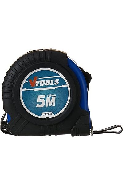 VTOOLS 5M Measuring Tape, 1mm Blade, Self-Lock, Magnetic Tip, Shock Absorbent Case, VT2178