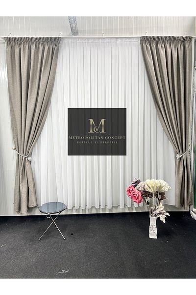 Metropolitan Concept Set of 2 blackout curtains in linen texture, worked on 10 cm wide rejansa