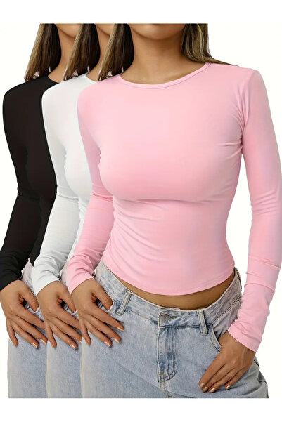 NoVibe Bisiklet Yaka Basic Uzun Kollu Body