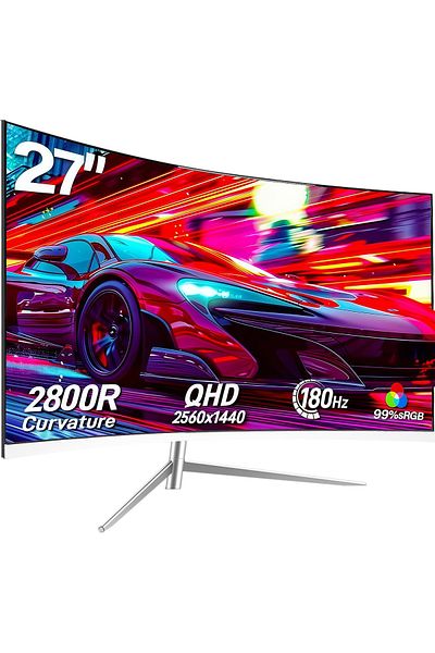 FlashHawk شاشة منحنية مقاس 27 بوصة، 180 هرتز، QHD 1440 بكسل، HDR، 99% sRGB، 2800R، متوافقة مع VESA، للكمبيوتر اللوحي/الكمبيوتر المكتبي/PS4