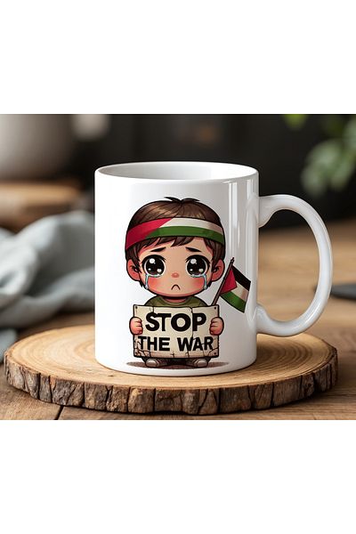BB TRADE Stop the War Designed White Ceramic Printed Mug 330ml