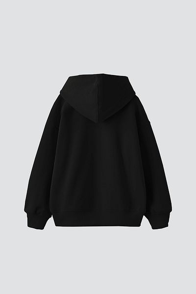 Bak Moda Wildrose Printed Oversize Women's Black Hoodie