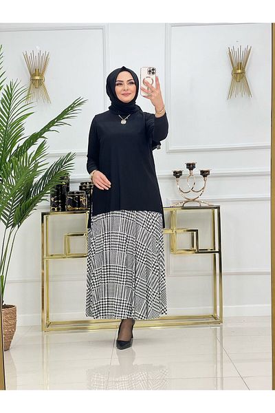 NİSUM MODA Σετ φούστα με σχέδιο Houndstooth