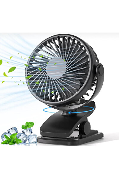 Bvs Elektronik Masaüstü Şarjlı Mandallı 360° Manuel Dönen Mini Fan Vantilatör...