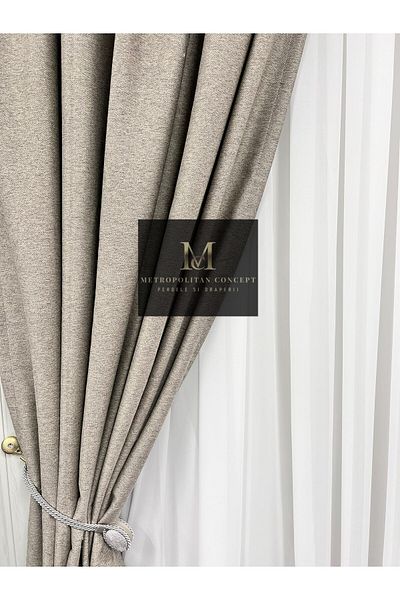 Metropolitan Concept Set of 2 blackout curtains in linen texture, worked on 10 cm wide rejansa