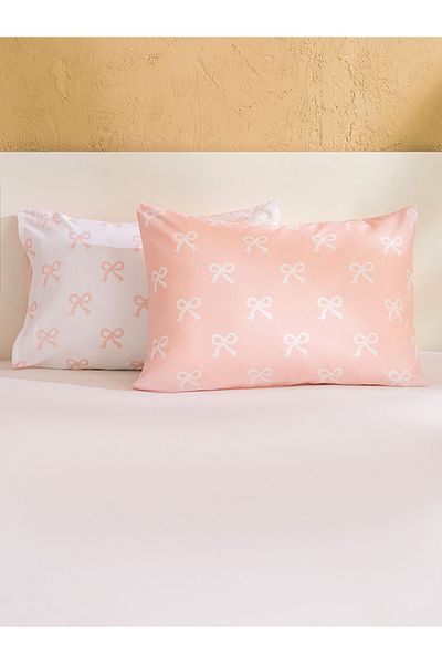 LC Waikiki Σετ Μαξιλαροθήκη με στάμπα ροζ φιόγκο 2 50x70 cm