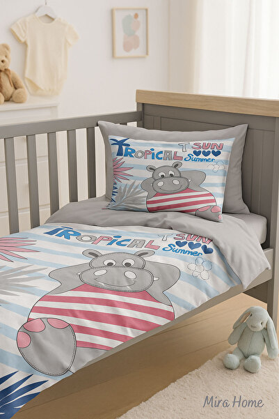 Mira Home Newborn Baby Boy Duvet Cover Set 100% Cotton Tropical Summer