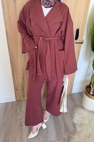 lamelif Kimono Hijab Suit Tile