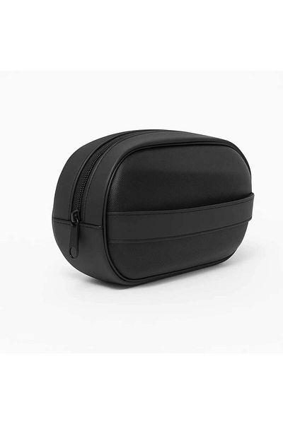 Newish Polo Men's Leather Portfolio Clutch Shaving Cosmetic Care and Daily Handbag - Black