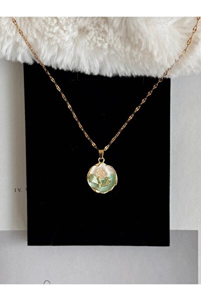 WhimsyWhite Sanat çiçek luxury Çelik kolye, gül lale inci kolye