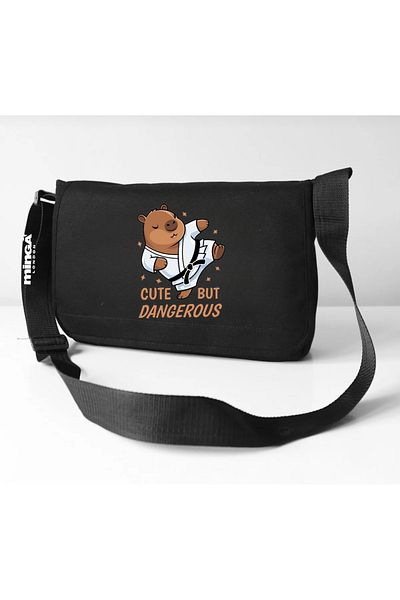 Minga London Black Capybara Printed Messenger Bag -Mingalondon