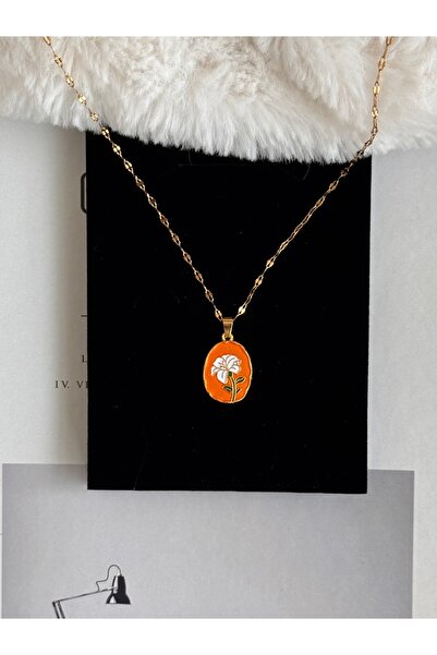 WhimsyWhite Vintage Çelik Kolye - Çiçek Gül Lale Tasarım Sanat Premium Çelik ...