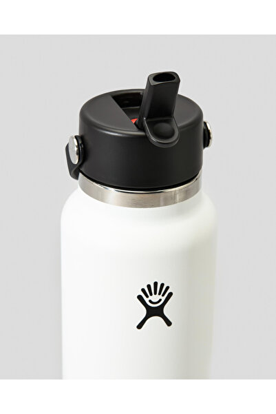 Yelajoy 32oz Wide Mouth w/ Straw Lid Sport Water Bottle,Stainless Steel,Wider Open for Faster Fill,White