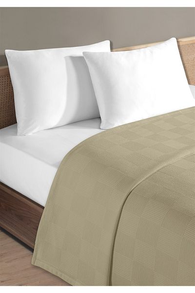 Evim 100% Cotton Single Beige Hotel Bedspread Set 160 x 230 cm