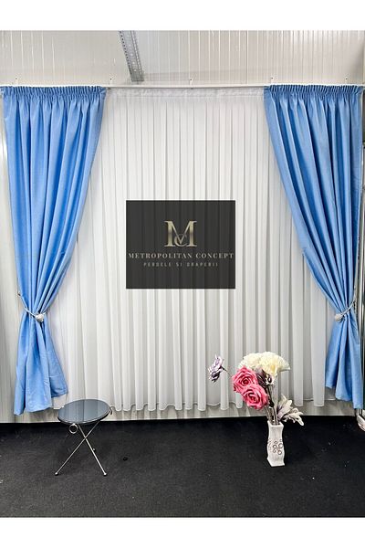 Metropolitan Concept Set 2 draperii blackout pe textura de in,lucrate pe rejansa lata de 10 cm