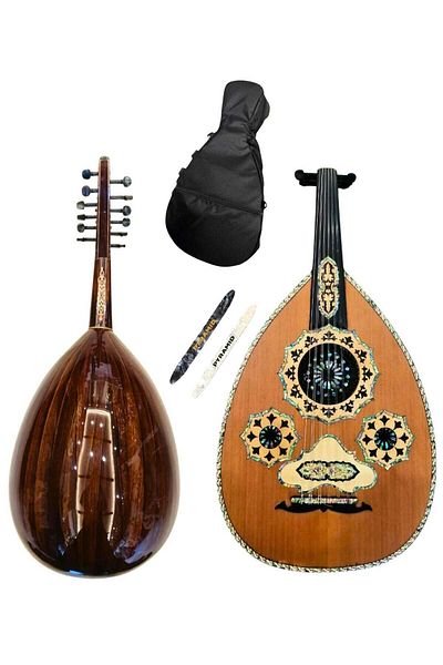 alkaraz music Professional Super Lux Musical Oud with Cedar Face and Blue Shell Inlay