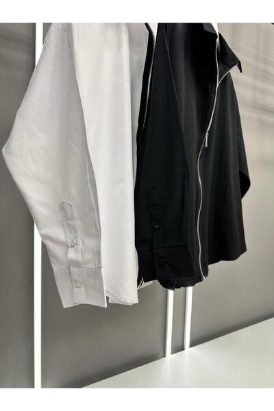 adel deniz collection kadın dokuma terrycotton kumaş önü fermuarlı beyaz göml...