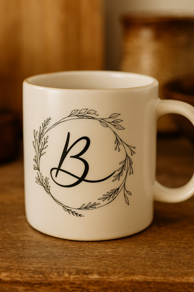 çokaş Letter B Text Printed Porcelain Large Size Mug