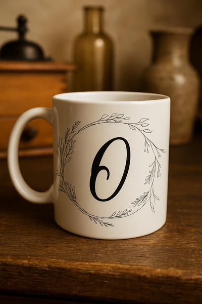 çokaş Letter O Text Printed Porcelain Large Size Mug Cup