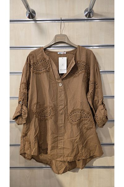 Park Moda Ιταλική βαμβακερή μπλούζα με ανάγλυφο σχέδιο