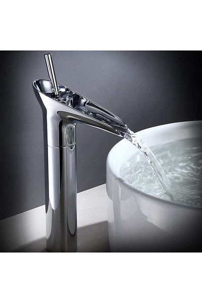 CasaVie Brass basin mixer, waterfall type, silver chrome, code 1304