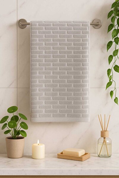 KIZILELMADA مجموعة من 2 منشفة يد ومطبخ باللون الرمادي الفاتح – 30x50 سم |   ت...