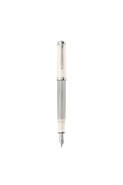 Pelikan Fountain Pen Souveran M405, Nib M, Color Silver-White, Material 16k G...