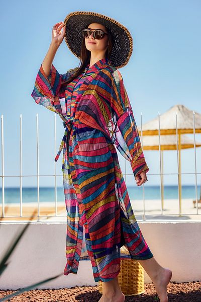 Remsa Mayo Remsa Tesettür Monokini Caftan Pareo pe Costum de baie Negru03 RP022 Puket