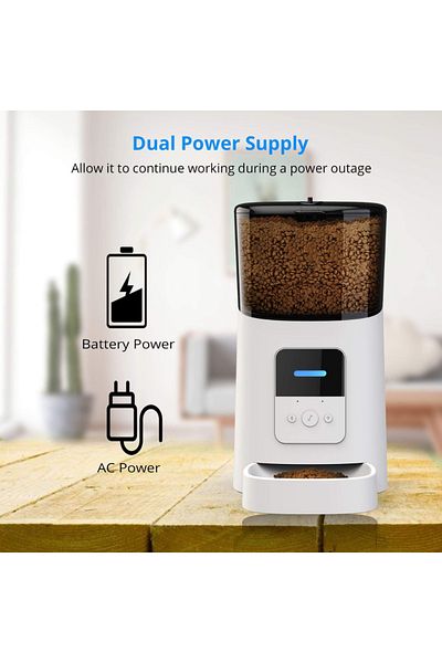 OEM Dispenser automat pentru câini și pisici, control WiFi, programabil prin aplicație, 6 l, alb