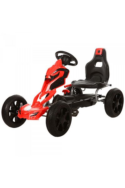 Nichiduta Kart cu pedale pentru copii, Go Kart Red, roti din cauciuc eva, scaun ergonomic si ajustab
