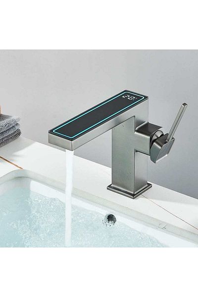 CasaVie Bathroom faucet with temperature display, gray, code 1190