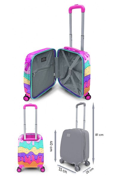 Coral High Girl's Multicolor Ice Cream Patterned Children's Suitcase and Travel/Sports Bag Set