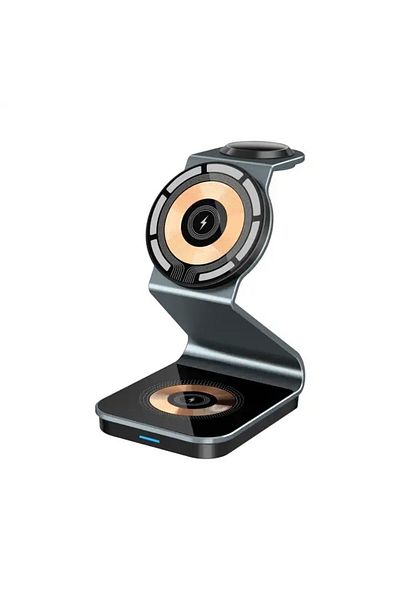 VRSmarty 3 in 1 QI Fast Charge 15W Charging Station, Portable, Phone Holder, iPhone Compatible, Turnish